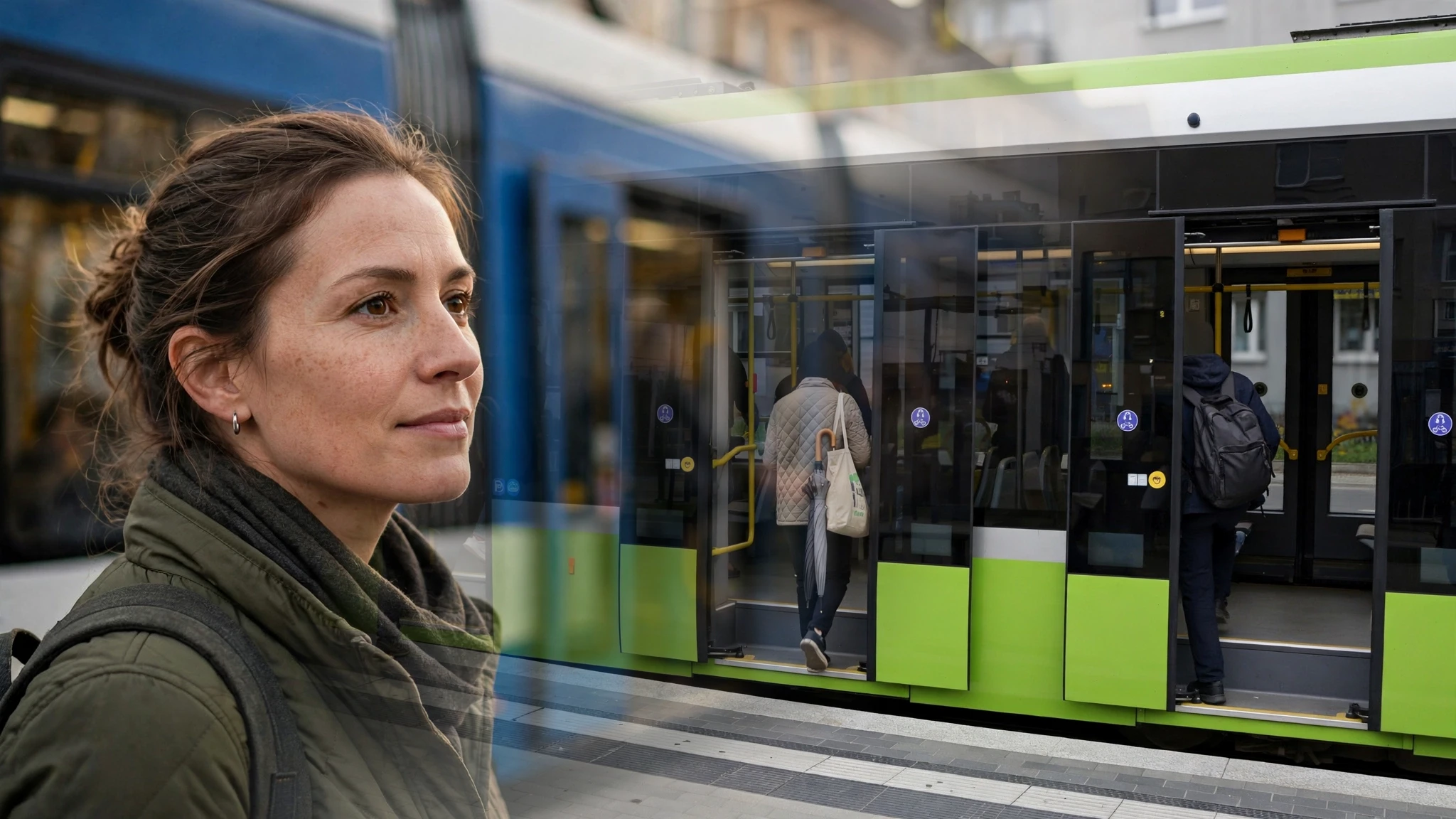 Pasażerowie wsiadają do olsztyńskiego tramwaju w Europejskim Dniu bez Samochodu