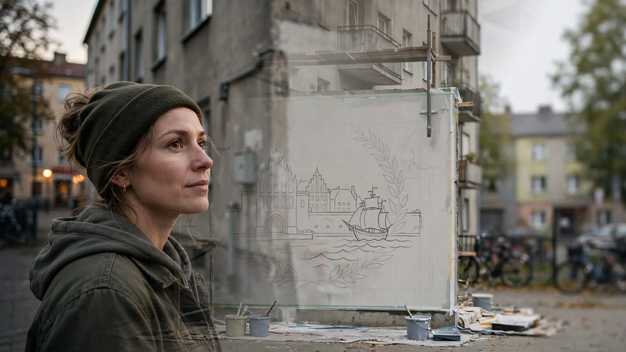 Ściana bloku przy ulicy Teatralnej w Elblągu, na której ma powstać jubileuszowy mural na 780-lecie miasta