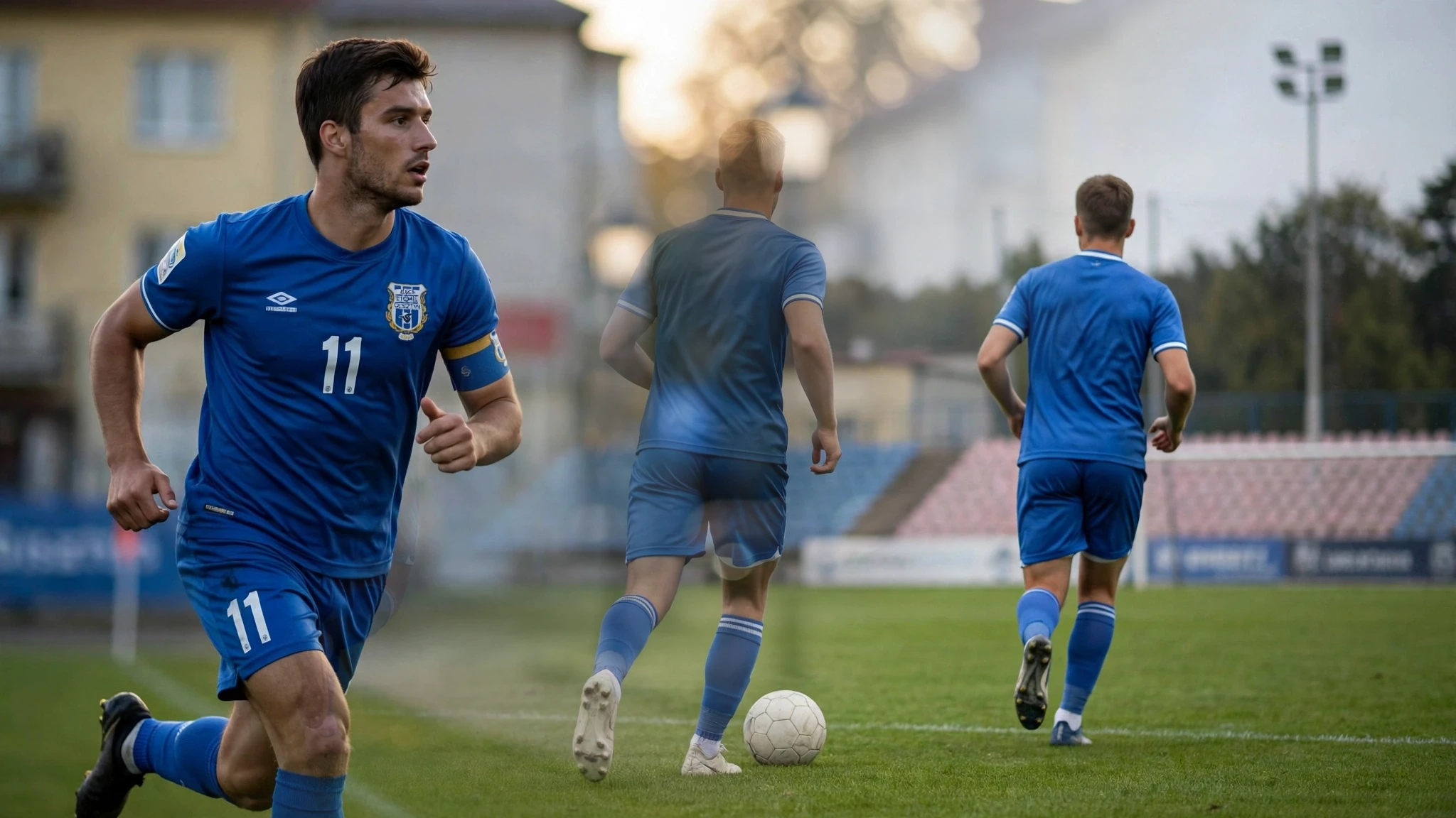Piłkarze Stomilu Olsztyn podczas meczu IV ligi na stadionie w Olsztynie