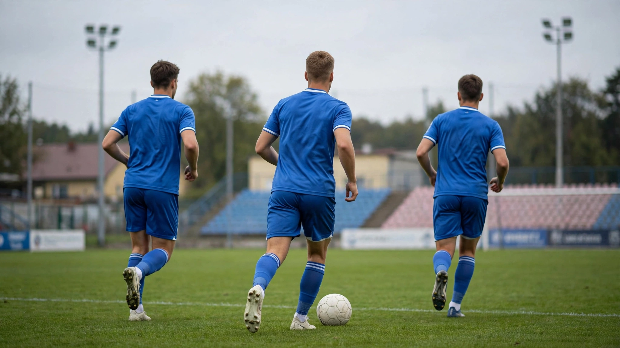 Piłkarze Stomilu Olsztyn podczas meczu IV ligi na stadionie w Olsztynie